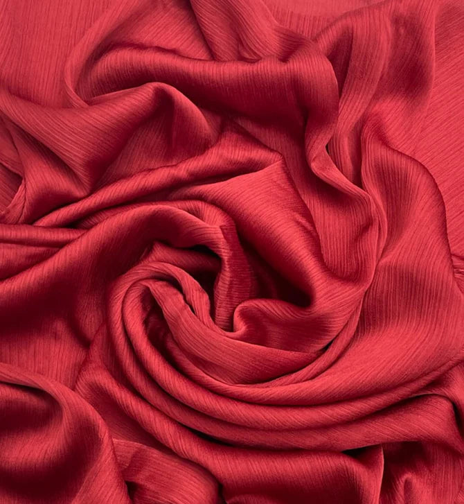 CRINKLE SILK HIJAB -  RED